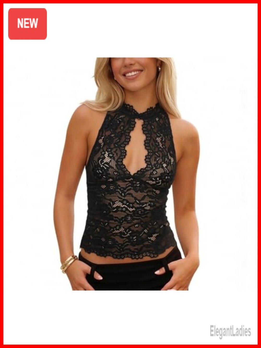 Y2K Lace Sheer Mesh Tank Top Sleeveless Mock Neck Floral Cami